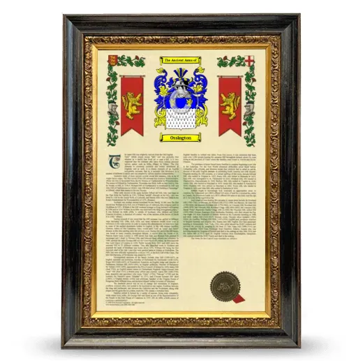 Ossington Armorial History Framed - Heirloom