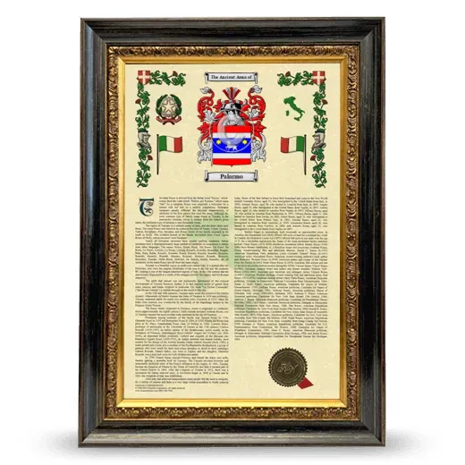 Palarmo Armorial History Framed - Heirloom