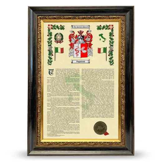 Paparoni Armorial History Framed - Heirloom