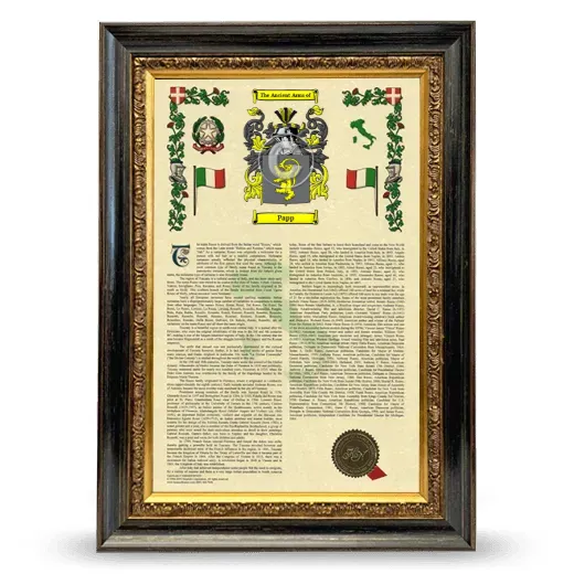 Papp Armorial History Framed - Heirloom
