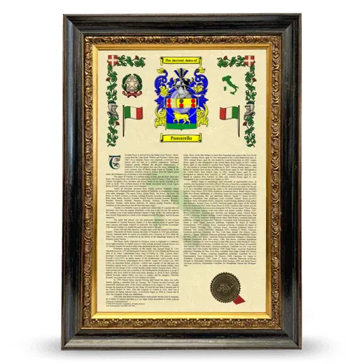 Passarello Armorial History Framed - Heirloom