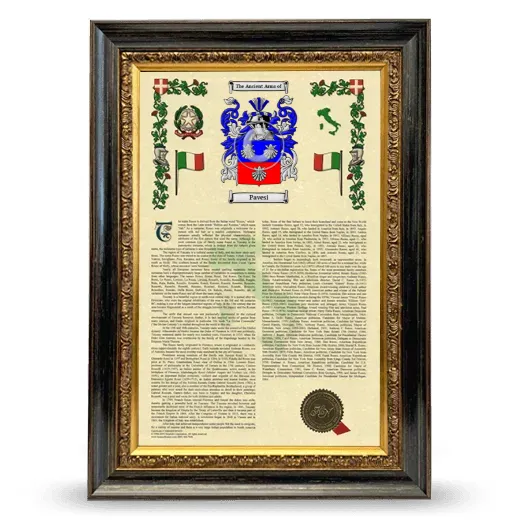 Pavesi Armorial History Framed - Heirloom