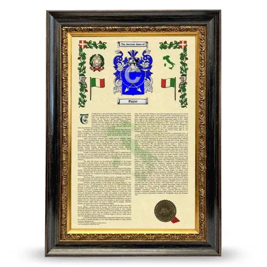 Payze Armorial History Framed - Heirloom