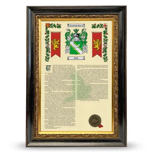Peirs Armorial History Framed - Heirloom