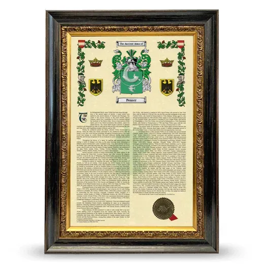 Penser Armorial History Framed - Heirloom