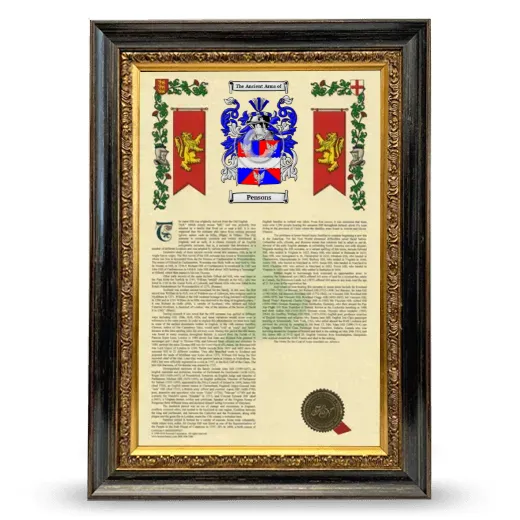 Pensons Armorial History Framed - Heirloom