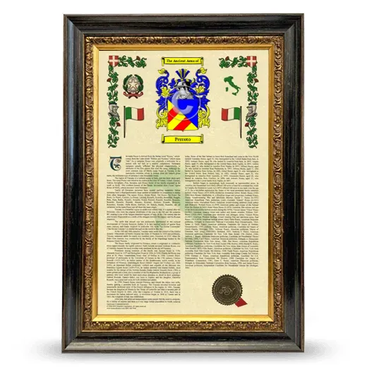 Percoto Armorial History Framed - Heirloom