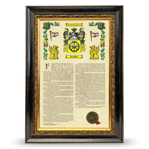 Persinger Armorial History Framed - Heirloom