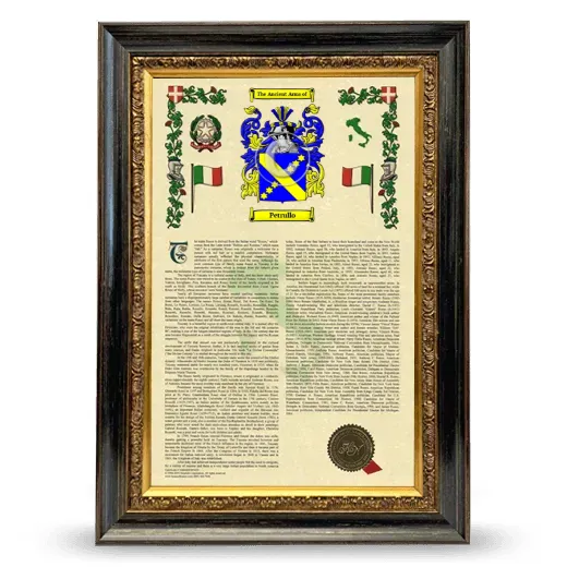 Petrullo Armorial History Framed - Heirloom
