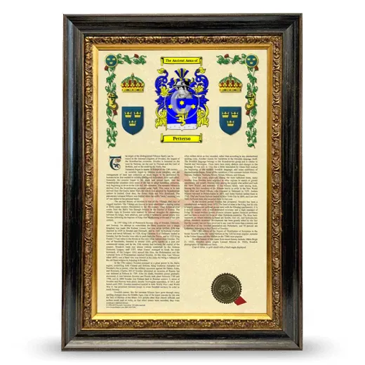 Petterso Armorial History Framed - Heirloom