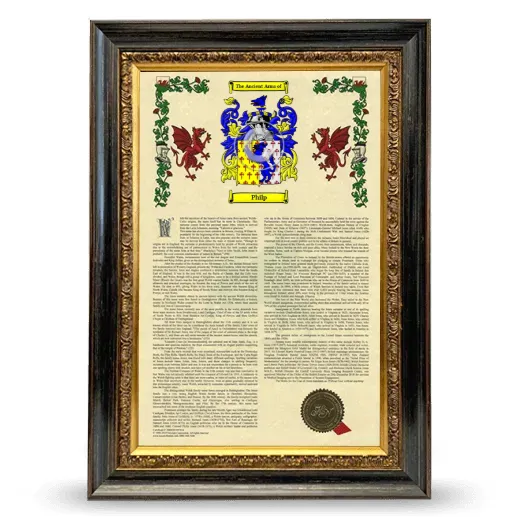 Philp Armorial History Framed - Heirloom