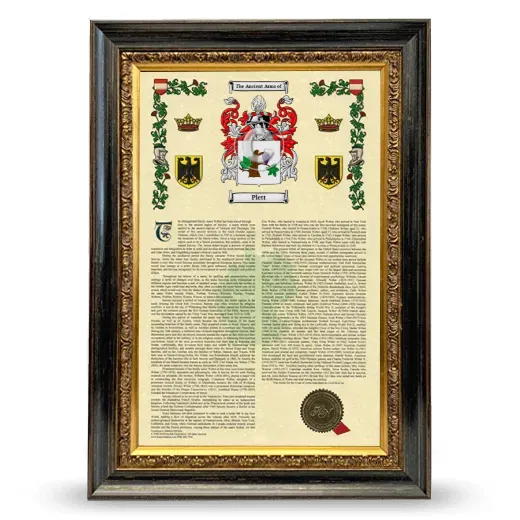 Plett Armorial History Framed - Heirloom