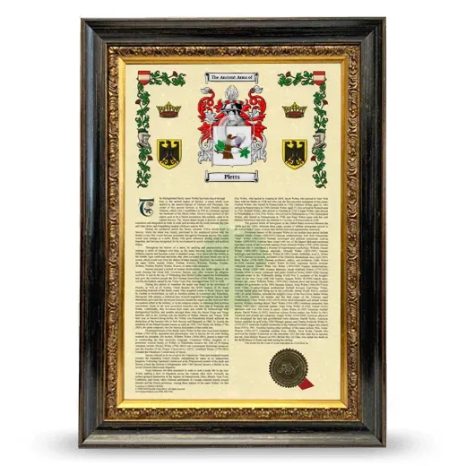 Pletts Armorial History Framed - Heirloom