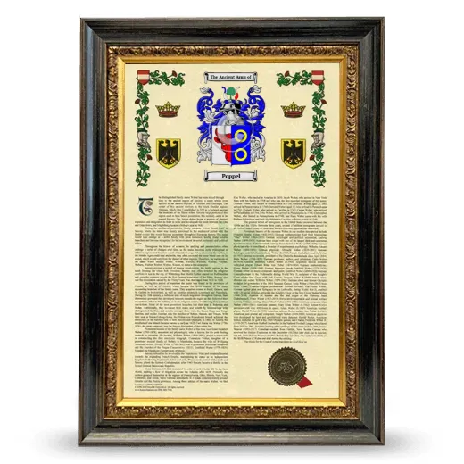 Poppel Armorial History Framed - Heirloom
