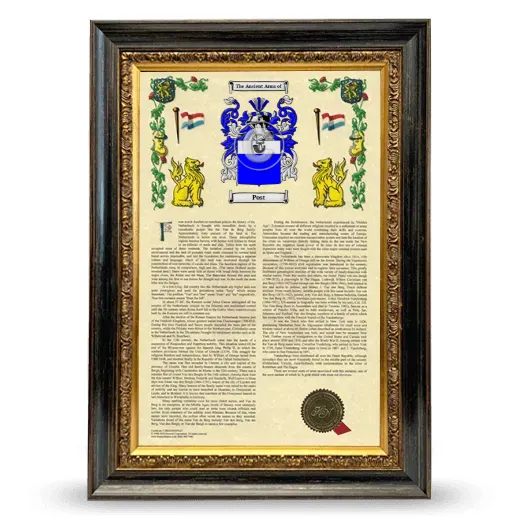 Post Armorial History Framed - Heirloom