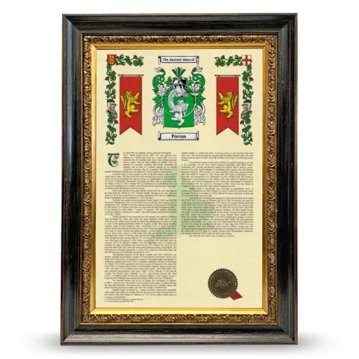 Postun Armorial History Framed - Heirloom