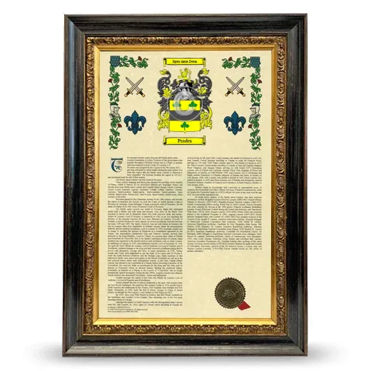 Prades Armorial History Framed - Heirloom