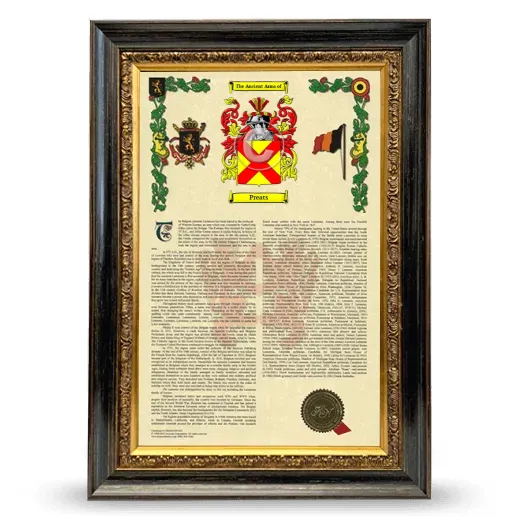 Preats Armorial History Framed - Heirloom