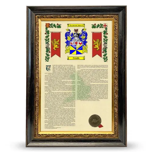 Prendis Armorial History Framed - Heirloom