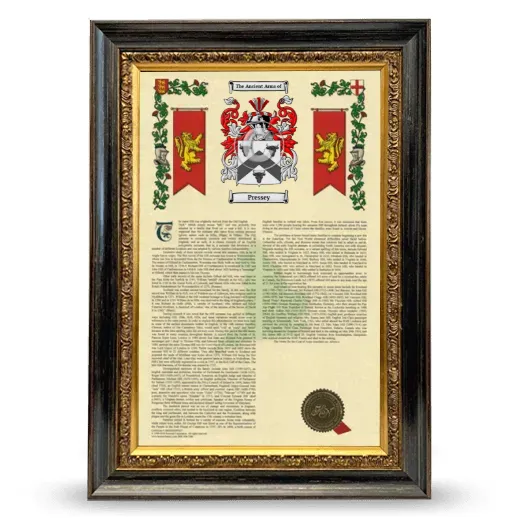Pressey Armorial History Framed - Heirloom