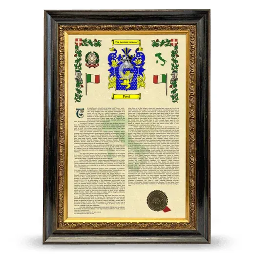 Preti Armorial History Framed - Heirloom
