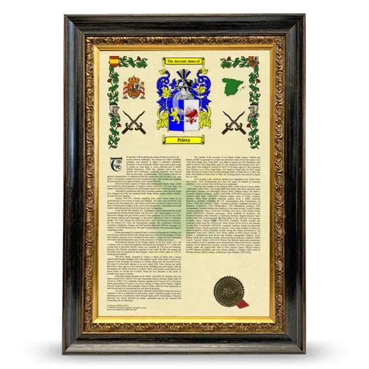 Prieta Armorial History Framed - Heirloom
