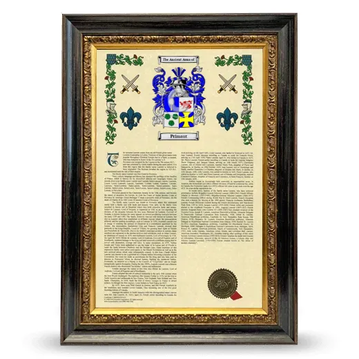 Primaut Armorial History Framed - Heirloom