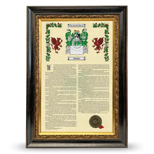 Prosser Armorial History Framed - Heirloom