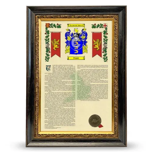 Proutt Armorial History Framed - Heirloom