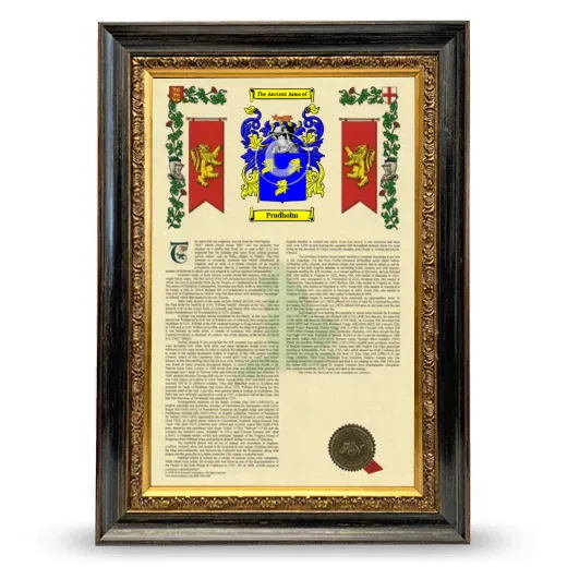 Prudholm Armorial History Framed - Heirloom