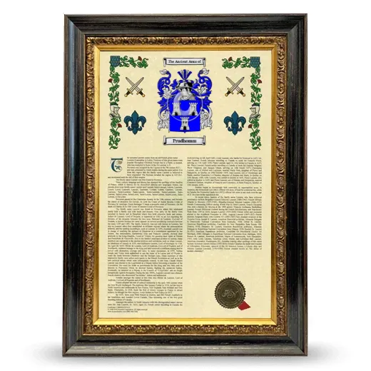 Prudhomm Armorial History Framed - Heirloom