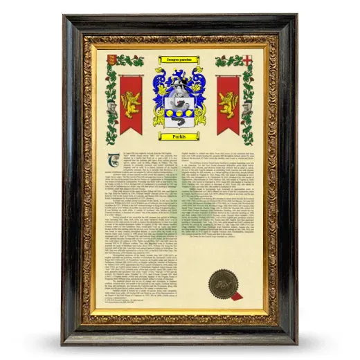 Purkis Armorial History Framed - Heirloom