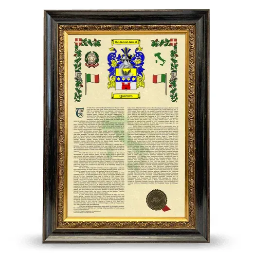 Quartero Armorial History Framed - Heirloom