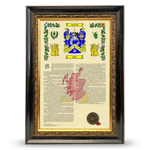 Quee Armorial History Framed - Heirloom