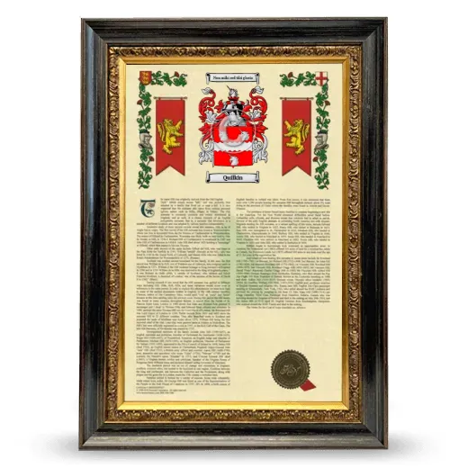 Quilkin Armorial History Framed - Heirloom