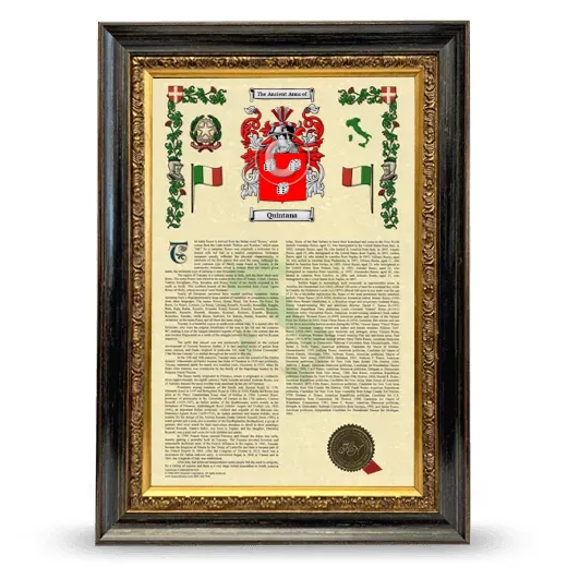 Quintana Armorial History Framed - Heirloom
