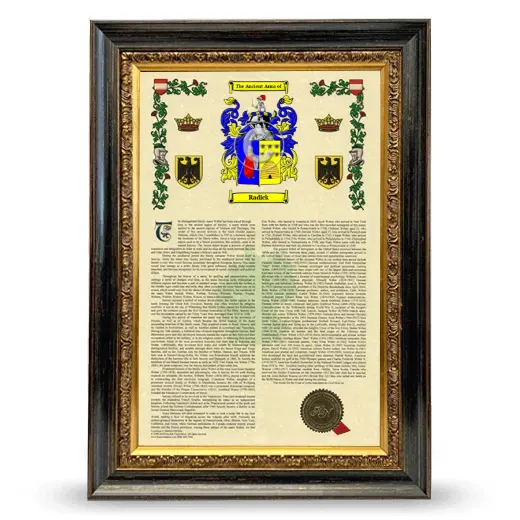 Radick Armorial History Framed - Heirloom