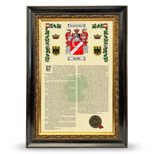 Rauchle Armorial History Framed - Heirloom