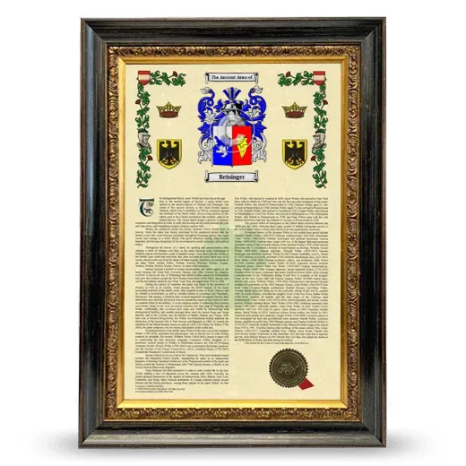 Reininger Armorial History Framed - Heirloom