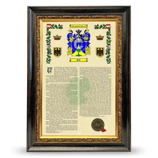 Reis Armorial History Framed - Heirloom