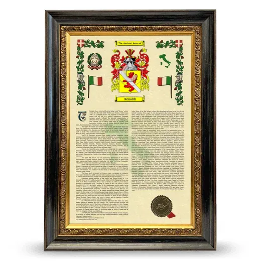 Renoldi Armorial History Framed - Heirloom