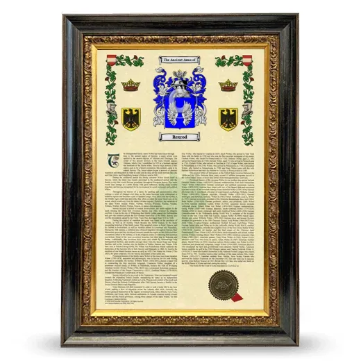 Rexrod Armorial History Framed - Heirloom