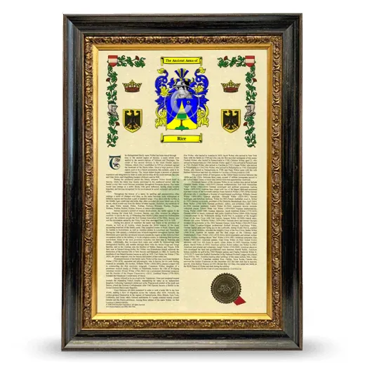 Rice Armorial History Framed - Heirloom