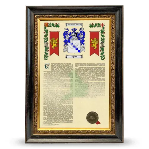 Rigate Armorial History Framed - Heirloom