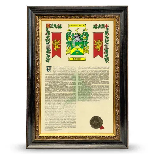 Robbison Armorial History Framed - Heirloom