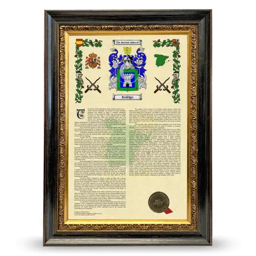 Rodrigo Armorial History Framed - Heirloom