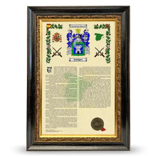 Rodriques Armorial History Framed - Heirloom