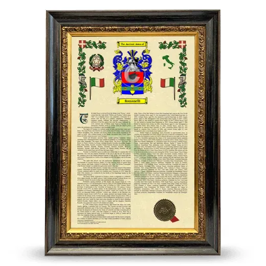 Romanelli Armorial History Framed - Heirloom