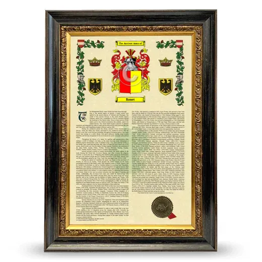 Ronet Armorial History Framed - Heirloom