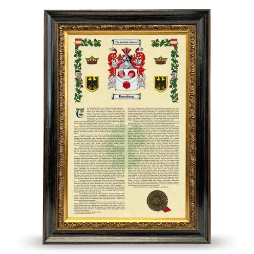 Rosenberg Armorial History Framed - Heirloom